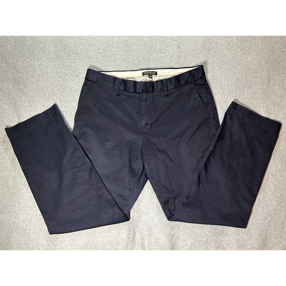 Banana Republic Chino Pants Mens W33 L30 Emerson Straight Fit Navy Blue